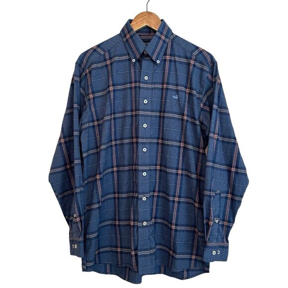 Southern Marsh Other - Southern Marsh Men’s Medium Blue And Orange Plaid Long Sleeve Button Down Shirt